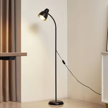 Lampička Lindby stojací lampa Tebbi, černá, kov, výška 150 cm - Stínidlo na lampu - Ø 13,5 cm, výška 15,5 cm; podstavec - Ø 22,5 cm, výška 3,5 cm; délka kabelu 200 cm černý 1 x 15 W LED - Doprava zdarma