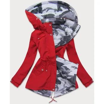 Dámská cargo bunda Oboustranná červená-moro bunda pro ženy parka s kapucí 092367 SPEED.A, odstíny červené XXL (44) i392_16436-48