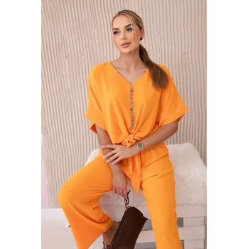 Sada Oranžová Elegance: Italská Halenka & Kalhoty K-Fashion, UNI i519_28817-U
