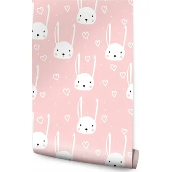 Fototapeta 10m TAPETA Pro Děti Bílí Králíčci a Srdíčka
