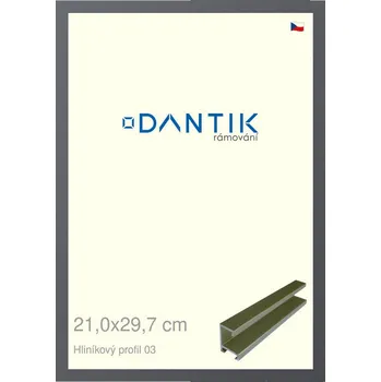 Rám na obraz DANTIK rámeček 21x29,7 | ALU profil 7003 Platina matná (Sklo Čiré) (Vyrobeno s láskou u nás v DANTIKU)