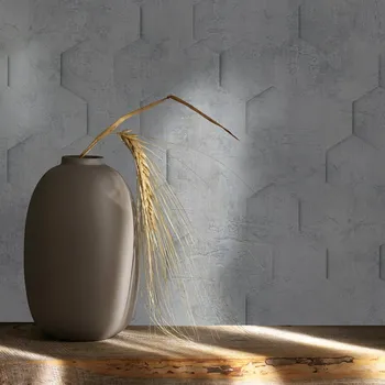 Tapeta ŠEDÁ TAPETA VZHLED BETONU 3D HEXAGONY VINYLOVÁ TAPETA