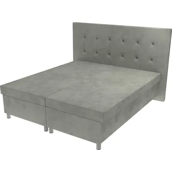 Postel Manželská postel Sofie na nohách s čelem s vtahy a úložným prostorem - Světle šedá, 180 x 200 cm, Bez navýšení, Molitanová 12 cm