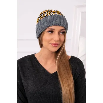 Čepice Dámská zimní čepice Iris šedá/žlutá - K-Fashion, UNI i519_23333-U
