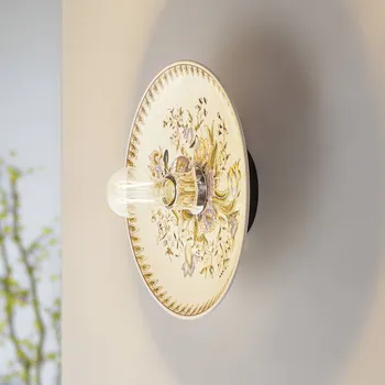 Lampička Nástěnné svítidlo Lucande Faelira, růžová/bílá, keramika - Stříška - Ø 12 cm, výška 2,5 cm bílá, růžová 1 x 15 W LED - Doprava zdarma