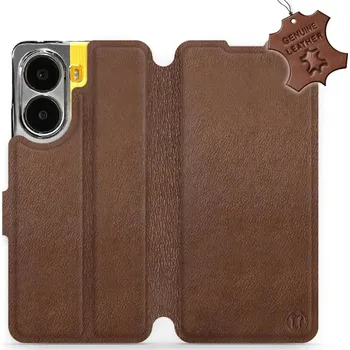 Pouzdro na mobilní telefon Kožené flip pouzdro Mobiwear - Xiaomi Poco X7 Pro - Hnědé (Kožené knížkové pouzdro, obal, kryt na mobil Xiaomi Poco X7 Pro, Hnědé, materiál Genuine Leather, ochrana 360°, stojánek, silikonová vanička, magnetické zavírání)