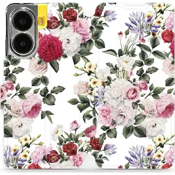 Pouzdro na mobilní telefon Flipové pouzdro Mobiwear - Xiaomi Poco X7 Pro - MD01S Růže na bílé (Knížkové flip pouzdro, obal, kryt na mobil Xiaomi Poco X7 Pro - MD01S Růže na bílé, materiál Umělá kůže + TPU - ochrana 360°, stojánek, silikonová vanička, magnetické zavírání)