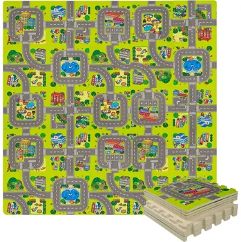 HUMBI VZDĚLÁVACÍ PODLOŽKA PĚNOVÉ PUZZLE 31,5 X 31,5 CM ULIČKY MĚSTO 63 DÍLKŮ