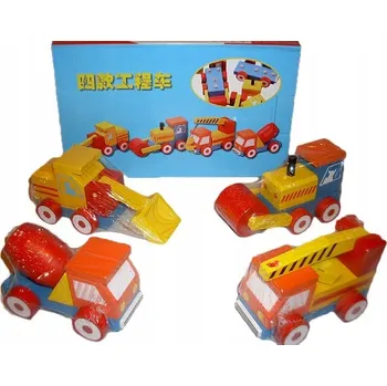 autíčko DŘEVĚNÁ STAVEBNÍ VOZIDLA sada 4v1 STAVEBNICE