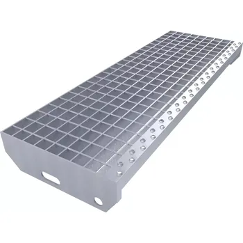 Schodnice Kovový pozinkovaný protiskluzový schodišťový stupeň (30/2, 34/38) FLOMA SteelStep - šířka 80 cm, hloubka 27 cm, výška 3 cm