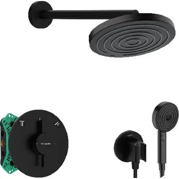 Hansgrohe - Sprchový set s baterií pod omítku, s tělesem, průměr 26 cm, 3 proudy, matná černá SANI21HHH400