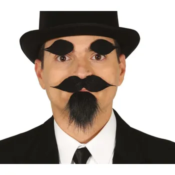 Karnevalový doplněk Černý knír, bradka a obočí