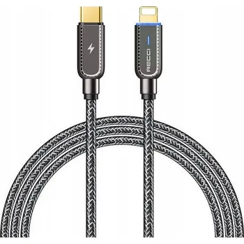 Datový kabel Kabel Recci USB-C - Apple Lightning 1 m černý