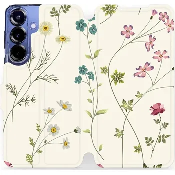 Pouzdro na mobilní telefon Flipové pouzdro Mobiwear - Samsung Galaxy S25 Plus - MD03S Tenké rostlinky s květy (Knížkové flip pouzdro, obal, kryt na mobil Samsung Galaxy S25 Plus - MD03S Tenké rostlinky s květy, materiál Umělá kůže + TPU - ochrana 360°, stojánek, silikonová vanička,