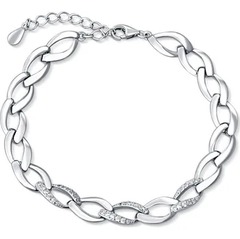 Náramek JVD Masivní stříbrný náramek se zirkony SVLB0205SH2BI17 + 2 měsíce na vrácení zboží