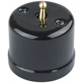 vypínač Keramický vypínač jednoduchý schodišťový nástěnný ANTICA TOOGLE loft ZLATÝ