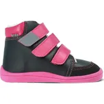BEDA ZIMNÍ VYŠŠÍ BF0001/W/MK/Y/SO EL Black/Pink | Dětské zimní zateplené barefoot boty - 25