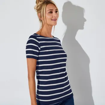 Dámské tričko Pruhované tričko s krátkými rukávy námořnická modrá/bílá 38/40