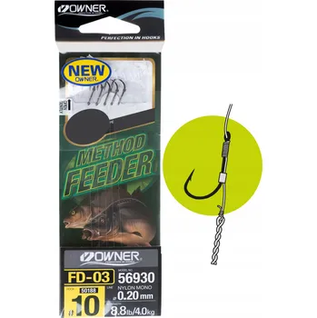 Rybářský háček Háčky na feeder Owner Method Feeder, s návazcem, s protihrotem, 6 ks