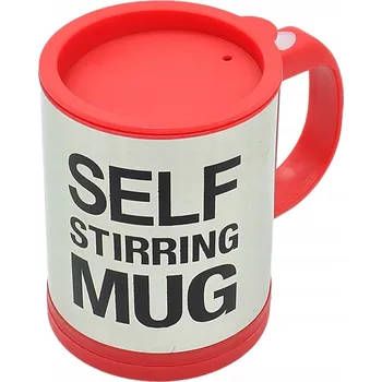 Termohrnek TERMO HRNEK NA KÁVU ČAJ SAMOMÍCHACÍ MÍCHACÍ ČERVENÝ 350ML