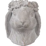 Šedý antik cementový květináč hlava králík L - 21*20*22 cm