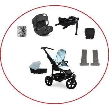 Kočárek Akční set TFK Mono3 combi pushchair + stroller seat - air chamber wheel unit Blue dual color + autosedačka + isofix base 360°