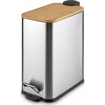 Odpadkový koš Odpadkový koš kovový stříbrný KOŠ DO KOUPELNY s víkem 5l Slim