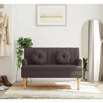 Otoman vidaXL Lavice s polštáři 113x64,5x75,5 cm umělá semišová kůže [372135] Barva: tmavě hnědá