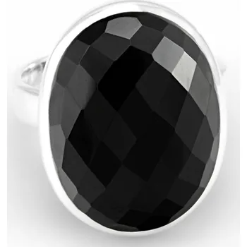 Prsten Stříbrný prsten (Ag 925/1000) s broušeným onyxem QA, vel. kamene cca 25 x 20 mm (ON7866R)