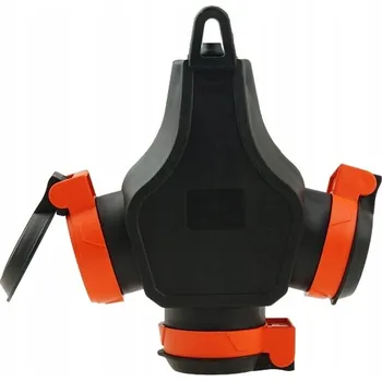 Elektrická zásuvka T-ROZDĚLOVAČ ROZBOČKA SÍŤOVÝ 3 X 230V ČERNO-ORANŽOVÝ IP54 3680W