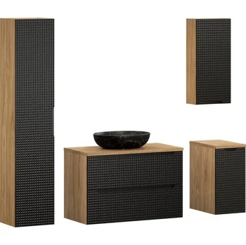 Koupelnový nábytek Koupelnová sestava Luxor Black Mona se skříňkami a umyvadlem 90 cm černá/dub olejovaný