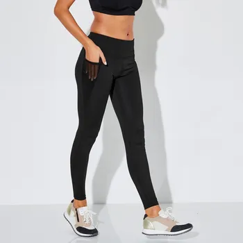 Dámské legíny Legíny s vysokým pasem a vsadkou ze síťoviny černá 46/48