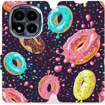 Pouzdro na mobilní telefon Flipové pouzdro Mobiwear - Xiaomi Redmi Note 14 Pro 4G - VP19S Donutky (Knížkové flip pouzdro, obal, kryt na mobil Xiaomi Redmi Note 14 Pro 4G - VP19S Donutky, materiál Umělá kůže + TPU - ochrana 360°, stojánek, silikonová vanička, magnetické zavírání)