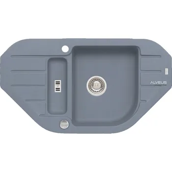 Granitový dřez Dřez jednokomorový s vaničkou Alveus GRANIT ŠEDÝ VESTAVNÝ + SIFON