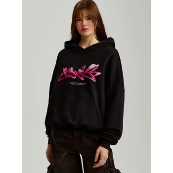 Dámská móda Mikina s&nbsp;kapucí a&nbsp;potiskem - S - House - černá - 416EB-99X