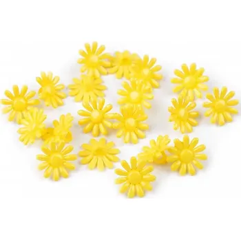 Knoflík Knoflík plastový kytička 15mm žlutý (Knoflík plastový květ)