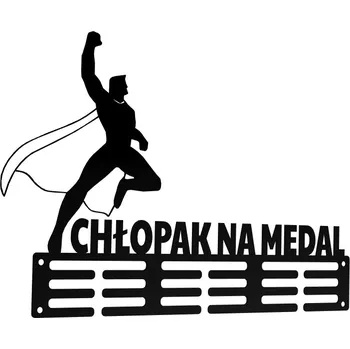 Věšák Dřevěný držák na medaile, věšák na zeď - Chlapec s medailí