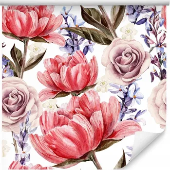 Fototapeta Tapeta do ložnice květiny růže PIVOŇKY akvarel