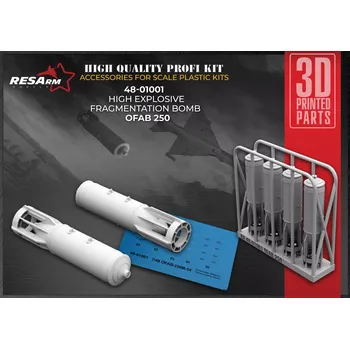 Plastikový model RESARM 1/48 OFAB 250 H-E Fragment.Bombs (4 pcs.)