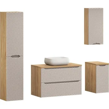 Koupelnový nábytek Koupelnová sestava Ocean Nika se skříňkami a umyvadlem 90 cm béžová/dub olejovaný