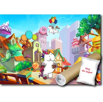 Fototapeta Vliesová fototapeta 254x184 Jednorožci v pohádkovém městě + lepidlo
