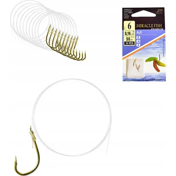 Rybářský háček Háčky pro lov ze dna, plavaný rybolov, s návazcem, s protihrotem. Miracle Fish Tied AJI rýč/protihrot vel. 6, 10 ks
