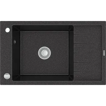 Granitový dřez MEXEN - Elias granitový dřez 1 mísa dřez s odkapávací krátký odkapávač 795x480 mm, černá mottled 6511791005-76 MEXEN