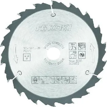 Pilový kotouč HiKOKI Příslušenství - Pilový kotouč na dřevo 165x20 mm, 18 zubů 752414