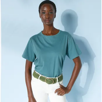 Rovné tričko s krátkými rukávy a kulatým výstřihem šedozelená 46/48