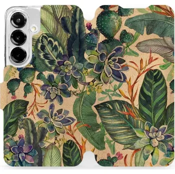 Pouzdro na mobilní telefon Flipové pouzdro Mobiwear - Samsung Galaxy S25 - VP05S Sukulenty (Knížkové flip pouzdro, obal, kryt na mobil Samsung Galaxy S25 - VP05S Sukulenty, materiál Umělá kůže + TPU - ochrana 360°, stojánek, silikonová vanička, magnetické zavírání)