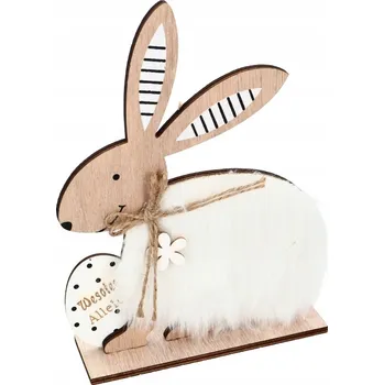 Obraz VELIKONOČNÍ DEKORACE DŘEVĚNÝ ZAJÍČEK V KOŽÍŠKU S VEJCE