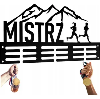 Věšák Organizér Držák na medaile Věšák DŘEVĚNÝ Mistr Běhání Maraton
