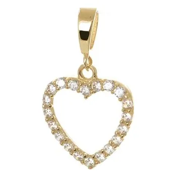 Přívěsek Přívěšek ze žlutého zlata srdíčko se zirkony ZZ1010F + dárek zdarma