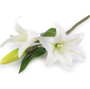 umělá květina Umělá větvička lilie, barva bílá